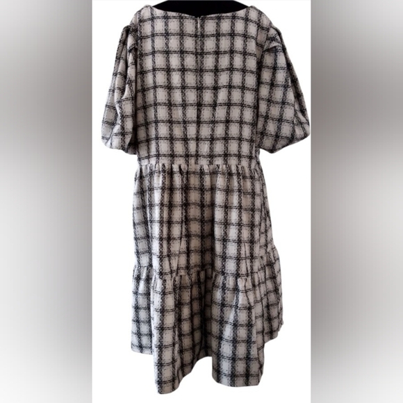 English Factory 2XL Cottage Plaid Gingham Tweed Puff Sleeve New - Picture 4 of 8